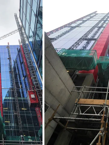 4 Mast Climbers enable a full-height curtain walling system at central Dublin commercial development